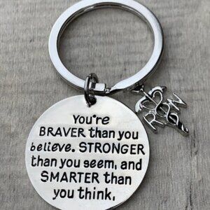 Nurse Keychain - Braver Than You Believe - RN
